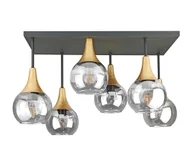 Lampy sufitowe - Żyrandol natynkowy SOMA 6xE27/60W/230V czarny/złoty/przezroczysty - miniaturka - grafika 1
