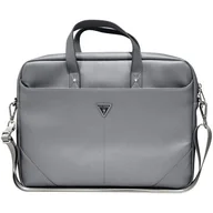 Torby na laptopy - Torba na laptopa GUESS Saffiano Triangle Logo 16 cali Srebrny - miniaturka - grafika 1