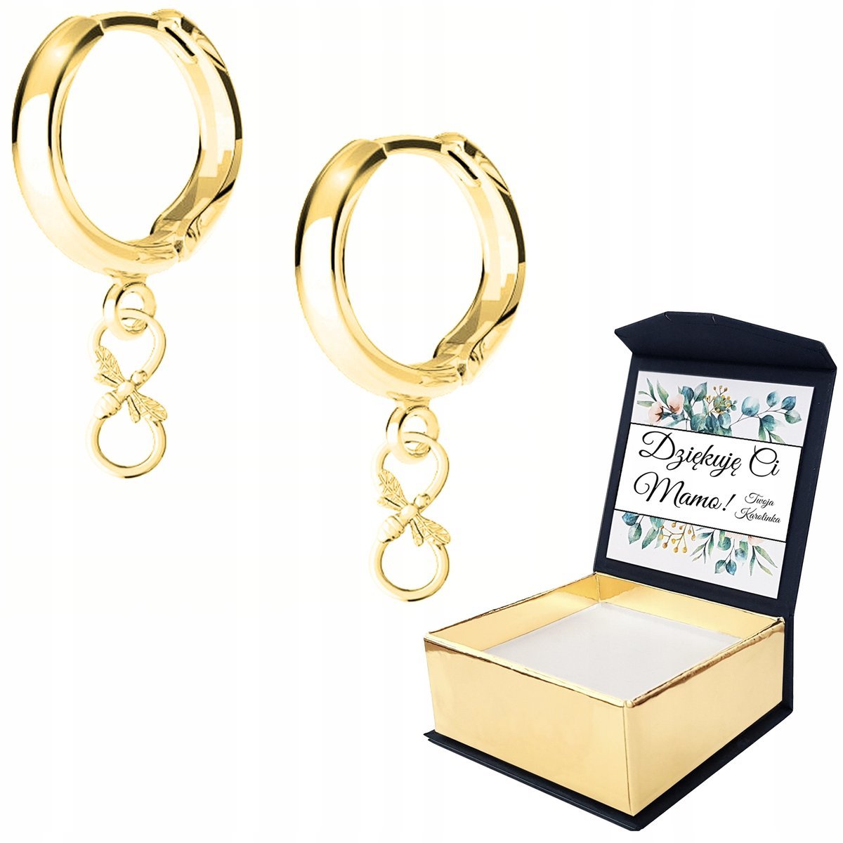 Kolczyki złote Nieskończoność 925 WŁASNY NADRUK