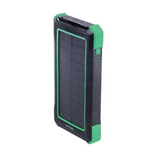Power Bank V-TAC 10000mAh Czarny, Solarny, Ładowanie Bezprzewodowe 2xUSB V-TAC VT-11111 - Powerbanki - miniaturka - grafika 1