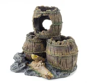 Dekoracje do akwarium - Ozdoba akwariowa Happet R014 beczki 13 cm - miniaturka - grafika 1