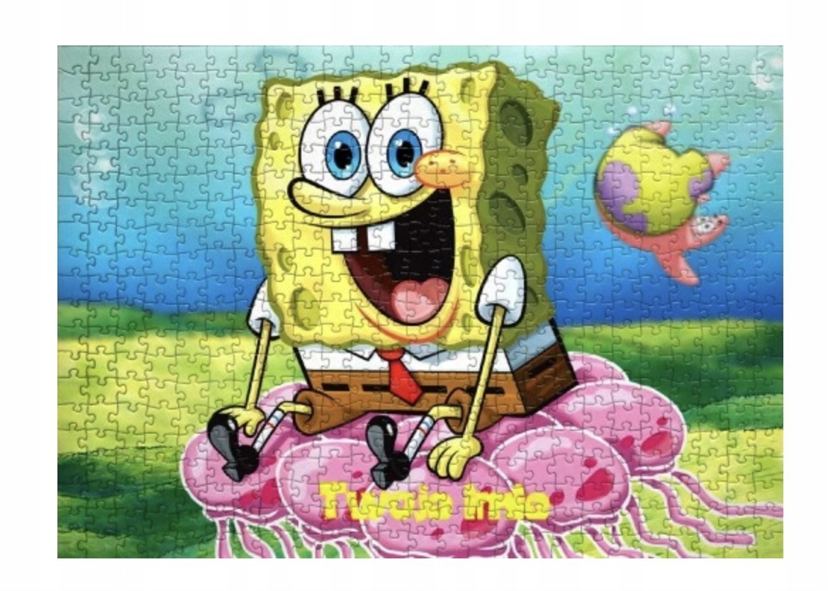Puzzle SPONGEBOB PREZENT A3 252 el z Nadrukiem + IMIĘ Pudełko 37