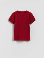 Koszulki dla dziewczynek - Reserved - Bawełniana bluzka w prążki - intenstywna czerwień - miniaturka - grafika 1