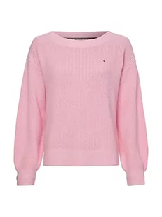 Tommy Hilfiger Damski sweter z dzianiny w łódce z bawełny prążkowanej, klasyczny różowy, XL - Swetry damskie - miniaturka - grafika 1