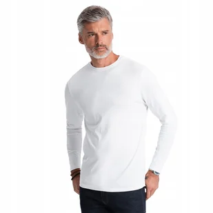 Longsleeve męski 100% bawełna basic wygodny biały V4 OM-LSBL-0106 roz. XL - Koszulki męskie - miniaturka - grafika 1