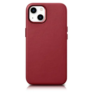 iCarer Case Leather pokrowiec etui z naturalnej skóry do iPhone 14 Plus czerwony (kompatybilne z MagSafe) - Etui i futerały do telefonów - miniaturka - grafika 1