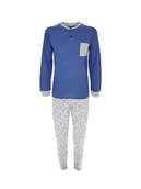 Piżamy męskie - COTONELLA Piżama w kolorze niebiesko-jasnoszarym - miniaturka - grafika 1