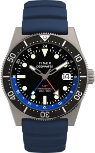 Zegarek Zegarek Timex TW2W75100 Deepwater Reef 200 GMT Blue Synthetic Rubber 41mm - Zegarki męskie - miniaturka - grafika 1