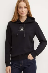 Armani Exchange bluza damska kolor czarny z kapturem gładka 6DYM78 YJEGZ - Bluzy damskie - miniaturka - grafika 1