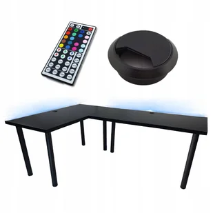 Biurko Gamingowe Narożne Czarne Przepust - Biurka gamingowe - miniaturka - grafika 1