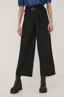 Spodnie damskie - Only spodnie damskie kolor czarny szerokie high waist - grafika 1