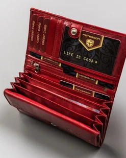 Wielokolorowy, Skórzany Portfel Damski Na Zatrzask Lumarko! - Portfele - miniaturka - grafika 8