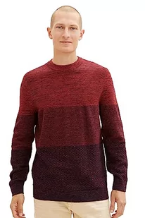 TOM TAILOR Sweter męski, 32795-red Multi Structure Design, XXL - Swetry męskie - miniaturka - grafika 1