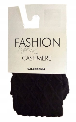CALZEDONIA Rajstopy damskie czarne MODAL KASZMIR wzorzyste kaszmirowe S/M