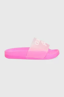 Buty dla dziewczynek - Guess klapki dziecięce kolor różowy - grafika 1