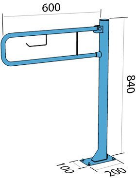 Poręcz uchylna podłogowa z papierem biała 25x1,5mm długość 600mm
