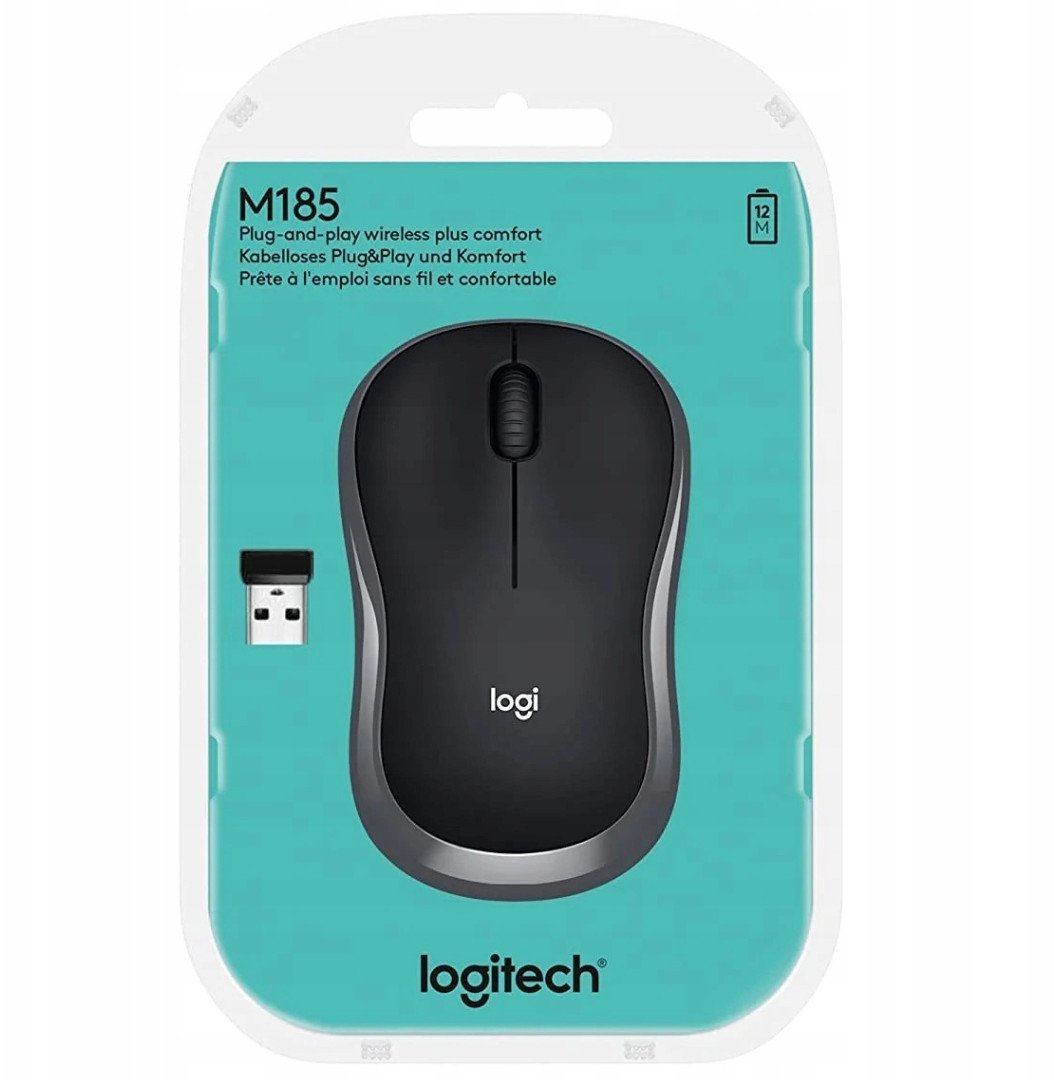 Myszka Logitech M185 Grey USB 2.4GHz Optyczna 1000dpi BEZPRZEWODOWA