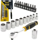 Klucze i nasadki - Stzestaw Z Grzechotką 1/4" 120T Nasadkami I Bitami - miniaturka - grafika 1