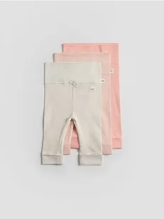 Reserved - Prążkowane legginsy z bawełny 3 pack - brzoskwiniowy - Komplety dla niemowląt - miniaturka - grafika 1