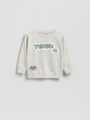 Bluzki dla niemowląt - Reserved - Bawełniany longsleeve z nadrukiem - jasnoszary - miniaturka - grafika 1