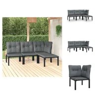 Meble ogrodowe - vidaXL 4-częściowy zestaw wypoczynkowy do ogrodu z czarno-szarego polirattanu - Zestawy mebli ogrodowych - miniaturka - grafika 1