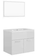 Meble łazienkowe - Komplet szafki z umywalką 60 cm i lustrem biały połysk - Gihol 4X - miniaturka - grafika 1