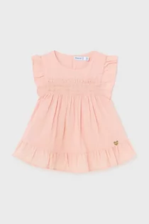 Bluzki dla dziewczynek - Mayoral bluzka bawełniana niemowlęca kolor różowy gładka - grafika 1