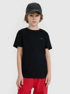 Koszulki dla chłopców - 4F T-shirt regular gładki chłopięcy - czarny 146 (10-11 lat) - miniaturka - grafika 1