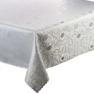 Obrusy i serwetki - Dwustronny Obrus Plamoodporny Świąteczny Jajka Wielkanoc 2425 Ornament Srebro-80x80 cm - miniaturka - grafika 1