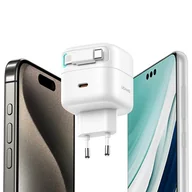 Ładowarki do telefonów - USAMS Ład. siec. 1xUSB-C ze zwijanym kablem USB-C (only head) PD+QC 35W Gan Fast Charging czarny/black XMF Series CC202TC01 (US-CC202) - miniaturka - grafika 1