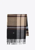 Apaszki i szaliki męskie - Szalik męski w kratę czarno - brązowy - miniaturka - grafika 1