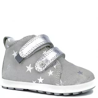 Buty dla dziewczynek - Bartek Baby 11773 - 038 Mini First Steps trzewiki, półbuciki profilaktyczne - szary gwiazdka - grafika 1