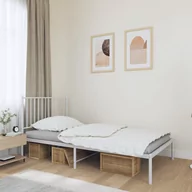 Łóżka - vidaXL Metalowa rama łóżka z wezgłowiem, biała, 100x190 cm - miniaturka - grafika 1