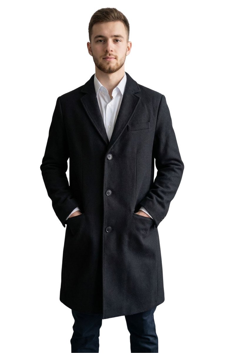 Płaszcz męski SEC MAN elegancki czarny-S