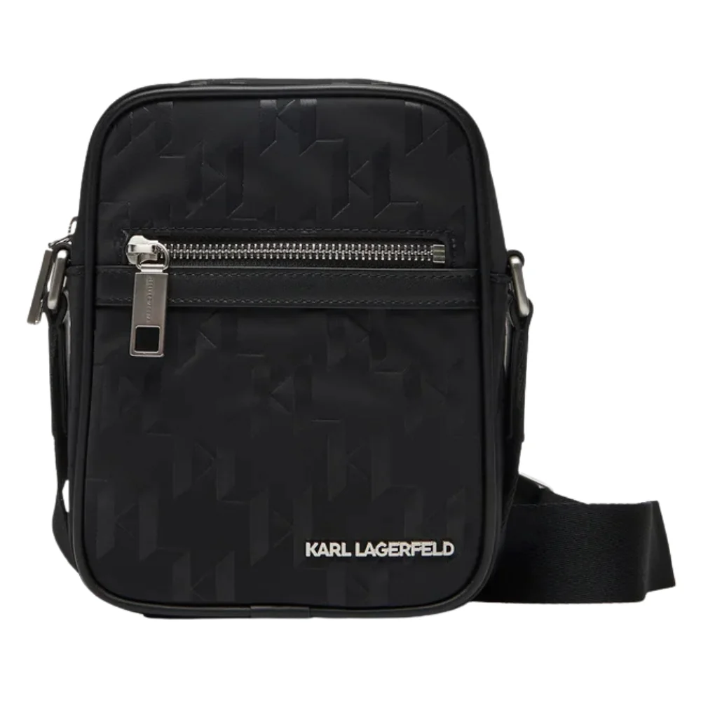 KARL LAGERFELD Czarna męska saszetka z monogramem