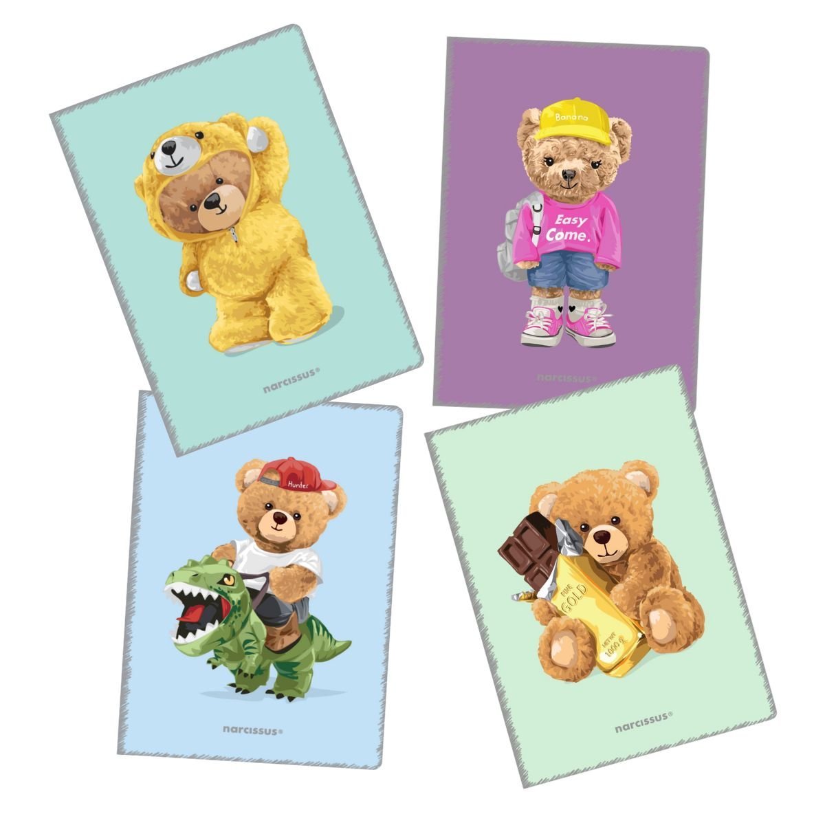 Zeszyt PP TEDDIES A4 32K linia cienka kolorowa 80g NARCISSUS