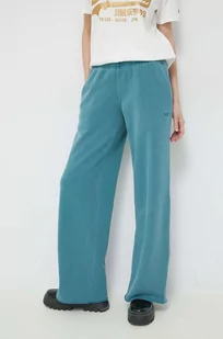 Superdry spodnie dresowe kolor turkusowy gładkie - Spodnie damskie - miniaturka - grafika 1