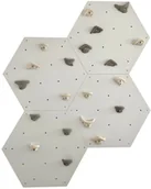 Wyposażenie sportowe i gimnastyczne - Ścianka wspinaczkowa sześciokątna 4x szara płyta + 20 białe/szare uchwyty - miniaturka - grafika 1