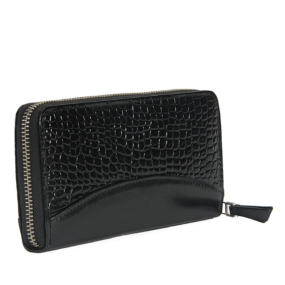 Portmonetka naturalna skóra licowa Portfel czarny krokodyl