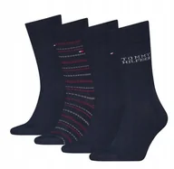 Skarpetki męskie - SKARPETKI TOMMY HILFIGER 4 PARY GIFTBOX 4 SZTUKI PREZENT r. 39-42 NAVY - miniaturka - grafika 1