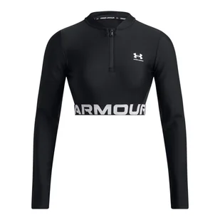 Damska Koszulka z długim rękawem UNDER ARMOUR HEATGEAR RIB 1/4 ZIP LS 1388692-001 – Czarny - Koszulki i topy damskie - miniaturka - grafika 1