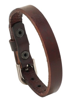 Prosta skórzana bransoletka w stylu punk z metalowym zapięciem Brązowy