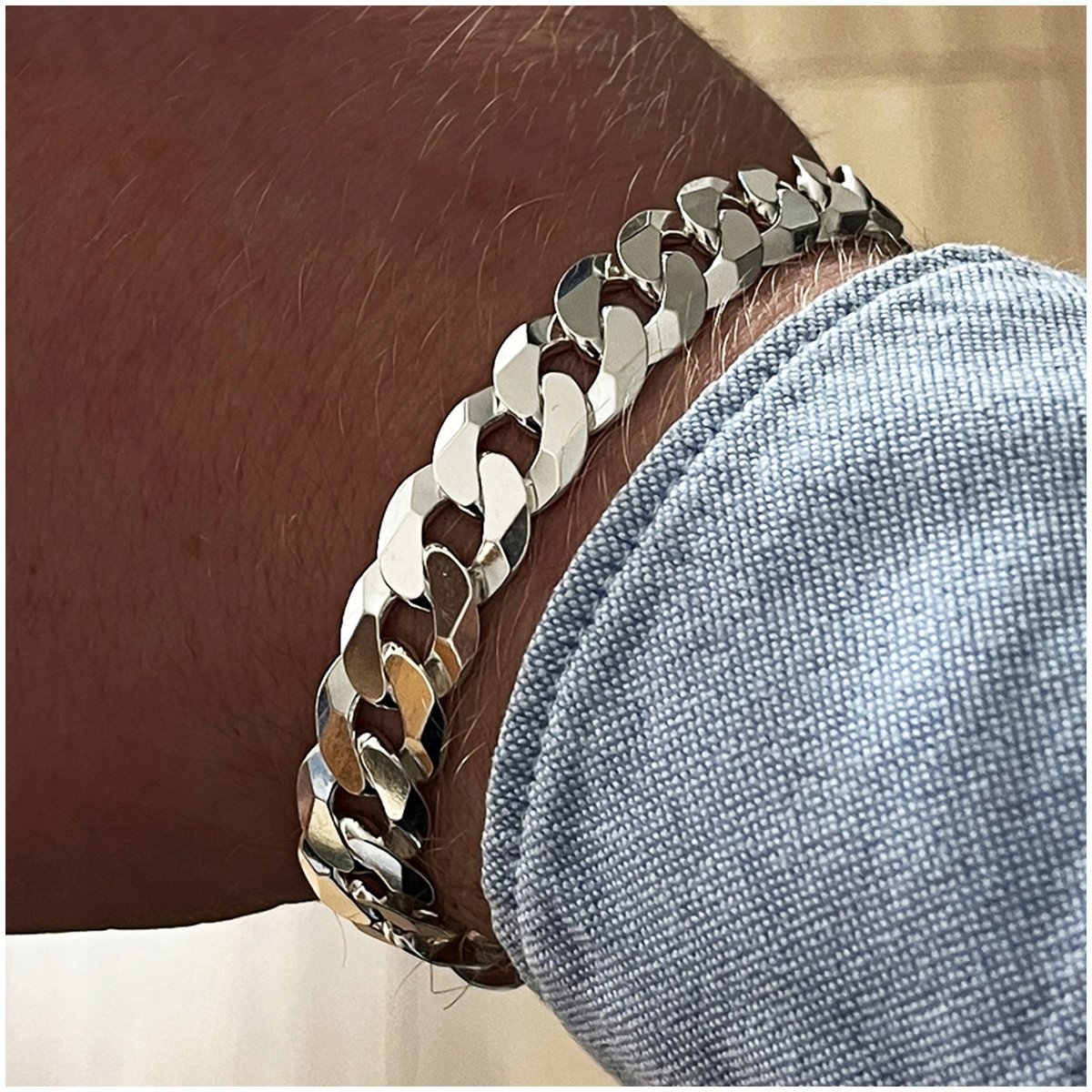 Elegancka Męska Bransoletka Pancerka 20Cm/11Mm Srebro 925 Szeroka Prezent