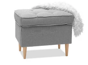 Stylowy Podnóżek Z Lamówką Do Fotela I Kanapy Malmo Pepitka-Buk - Pufy i podnóżki - miniaturka - grafika 1