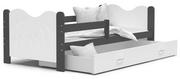 Łóżka - Łóżko parterowe 160x80 szare białe MIKOŁAJ - miniaturka - grafika 1