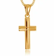 Dewocjonalia - Srebrny Krzyżyk 925 Złocony z Łańcuszkiem Grawer - miniaturka - grafika 1