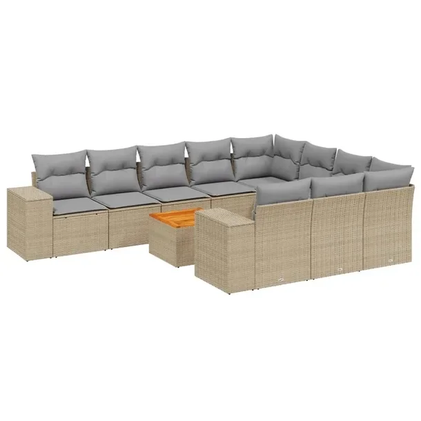 Zestaw mebli ogrodowych z rattanem PE, beżowy, wymiary: 62x62x69 cm, 55x62