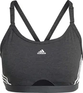 Bielizna sportowa damska - Adidas Stanik damski adidas Aeroreact Training Light-Support 3-Stripes Bra ciemnoszary HC7870 L - miniaturka - grafika 1