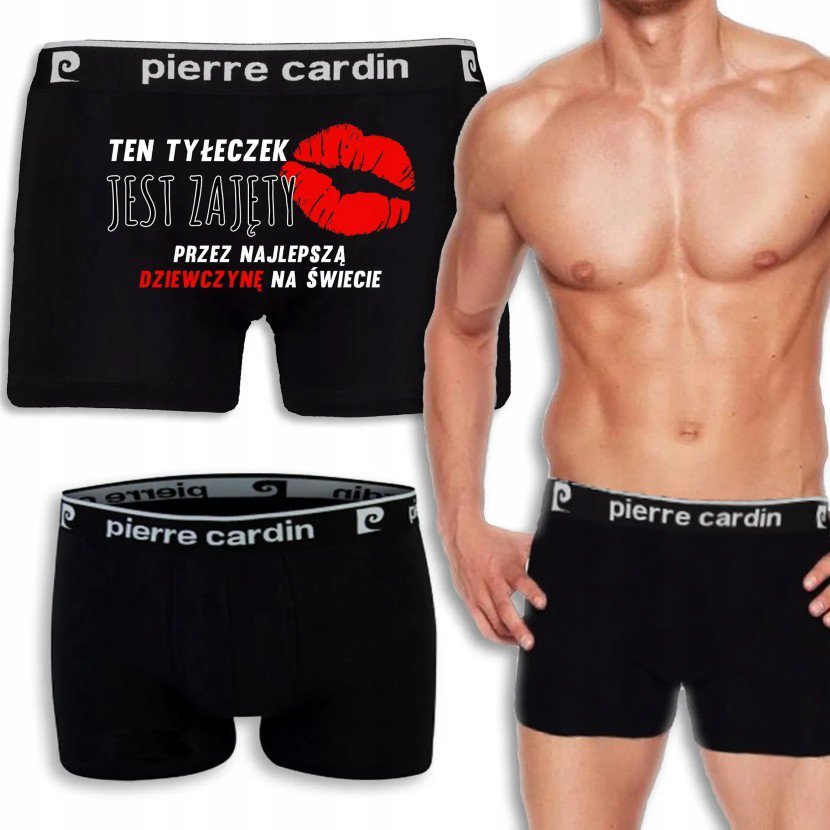 Bokserki Czarne Na Walentynki ZAJĘTY Wzory XXL