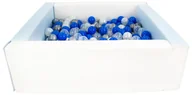 Suche baseny - Kwadratowy suchy basen z ekoskóry z 200 piłeczkami (biały, niebieski (pastel)/perłowy, transparentny, niebieski, srebrny) - miniaturka - grafika 1